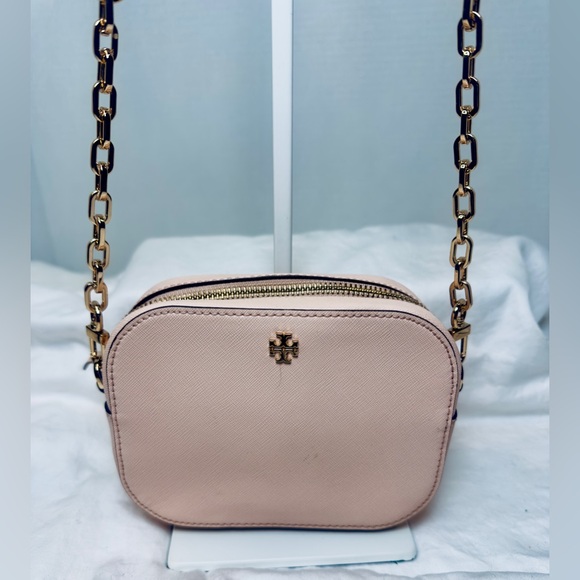 Tory Burch Pale Pink leather Crossbody Bag with gold tone hardware